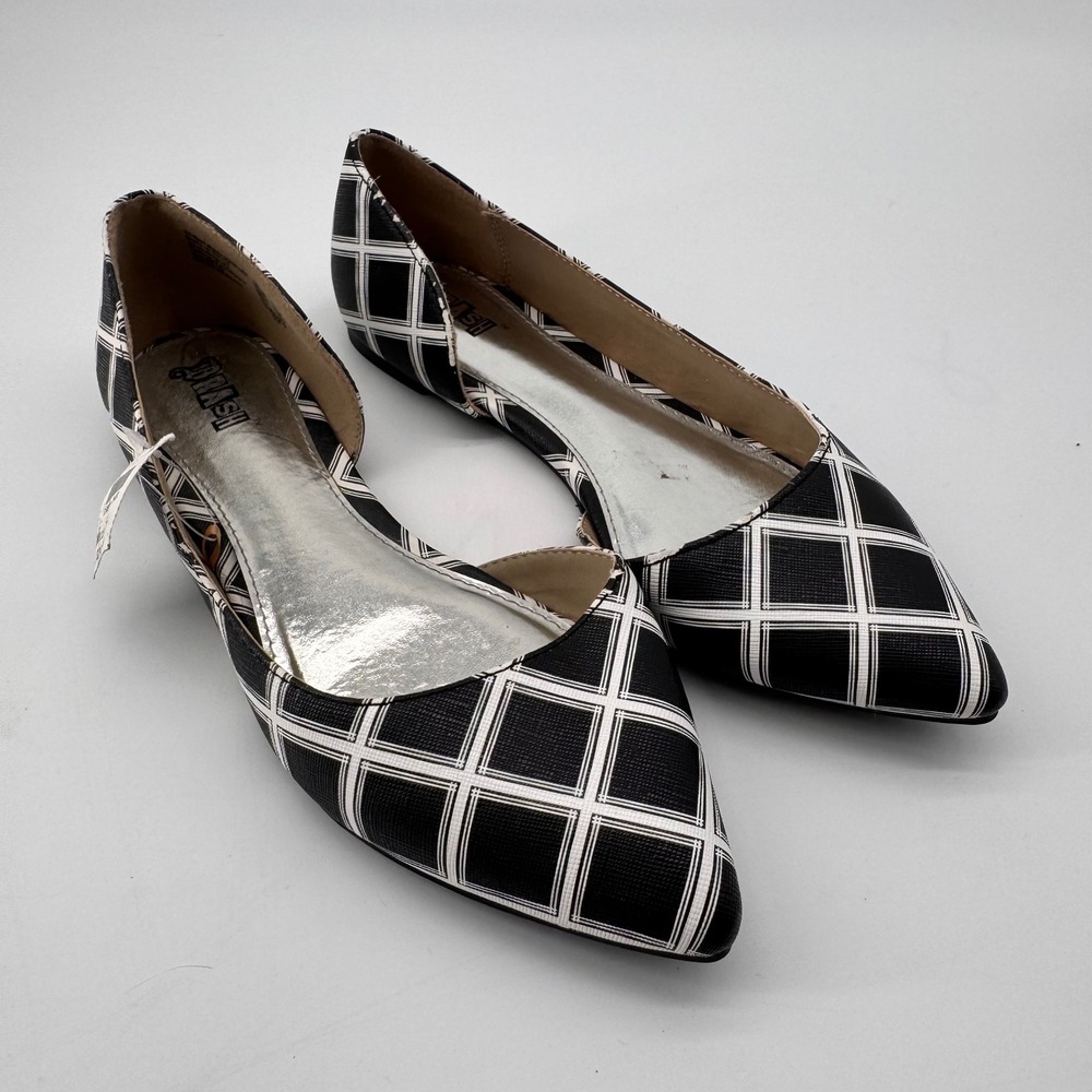 NWT Brash Plaid Pointed Toe Flats Womens 7 FLAW Ballet Academia Preppy Mod Retro